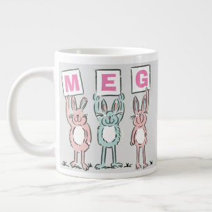 3 Letter-naam Fun Rabbits Design Extra Grote Beker