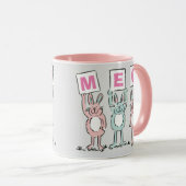 3 Letter-naam Fun Rabbits Design Mok (Voorkant rechts)