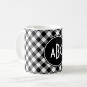 3 Letter zwart-wit buffelmonogram Koffiemok (Voorkant links)