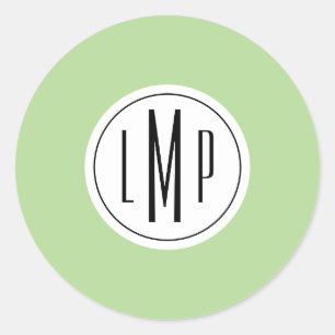 3-letterige monogram sjabloon ronde sticker