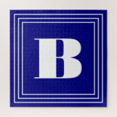 3 Lijst Monogram | Navy Blue en White Legpuzzel (Verticaal)