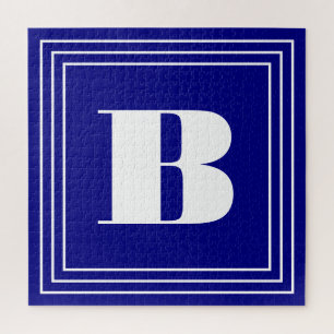3 Lijst Monogram   Navy Blue en White Legpuzzel