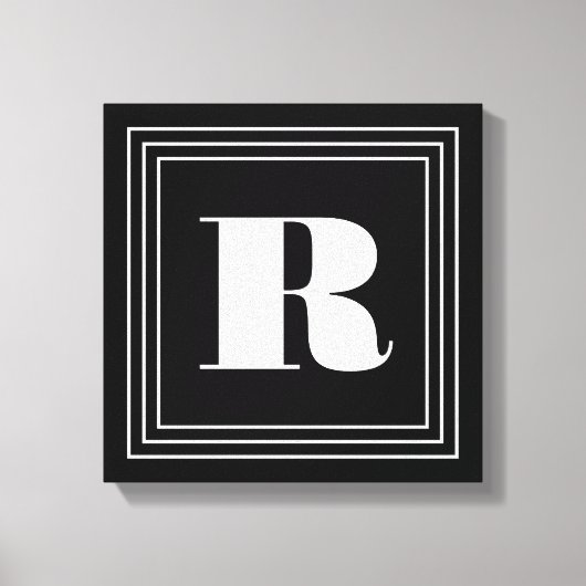3 Lijst Monogram | Zwart-wit Canvas Afdruk (Voorkant)