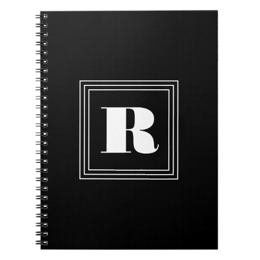 3 Lijst Monogram | Zwart-wit Notitieboek (Voorkant)