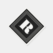 3 Lijst Monogram | Zwart-wit Servet (Hoek)