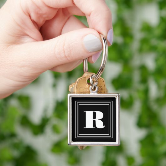 3 Lijst Monogram | Zwart-wit Sleutelhanger (Hand)