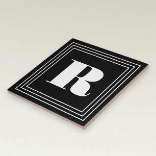 3 Lijst Monogram Zwart-wit Tegeltje