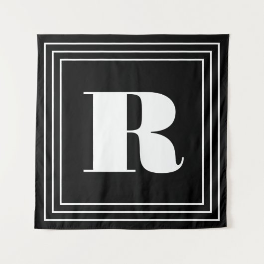 3 Lijst Monogram | Zwart-wit Wandkleed (Voorkant)