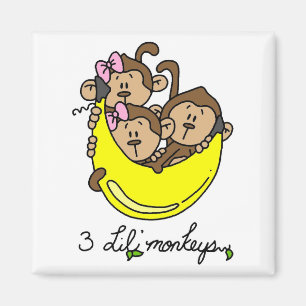 3 Li'l Monkeys Tshirts en Gifts Magneet