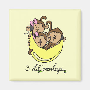 3 Li'l Monkeys Tshirts en Gifts Magneet
