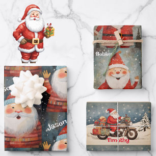 3 Little Boys Voeg namen toe Santa Claus Christmas Inpakpapier Vel