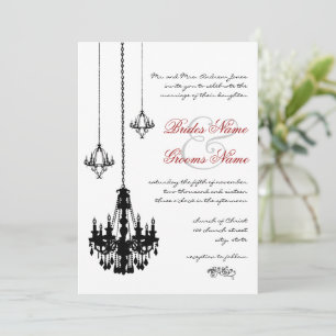 3 lustres noirs Faire-part de mariage Accents roug