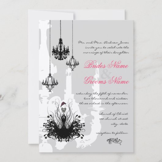 3 lustres noirs Faire-part de mariage d'accentuati (Devant)