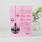 3 Lustres noirs Mariage damassé rose Invitation (Debout devant)