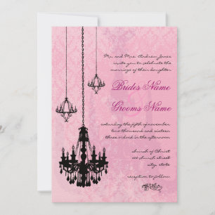 3 Lustres noirs Mariage damassé rose Invitation