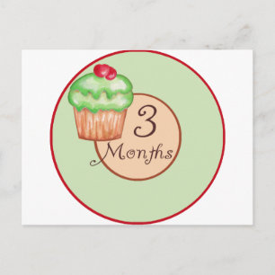 3 maanden Cupcake Milestone Briefkaart