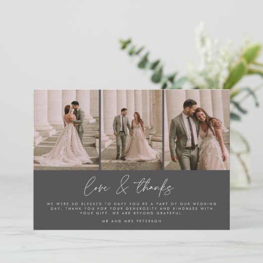 3 Mariage de script simple photo Carte de remercie (Debout devant)
