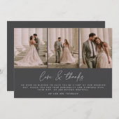 3 Mariage de script simple photo Carte de remercie (Devant / Derrière)