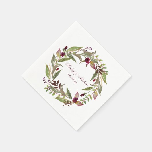 #3 Marsala Bourgondië witte rozen | Servetten (Hoek)