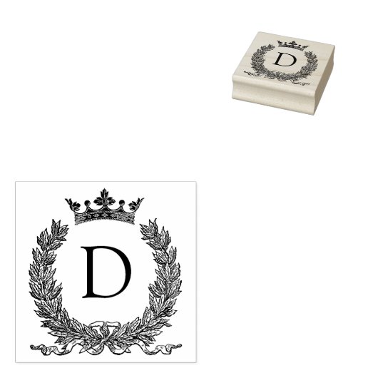 3 maten rubber stempel Monogram Initiaal Letter D (Gestempeld)