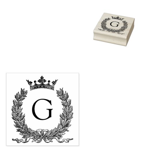 3 maten rubber stempel Monogram Initiaal Letter G (Gestempeld)