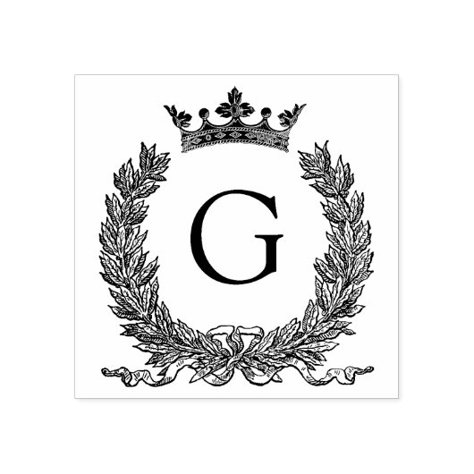 3 maten rubber stempel Monogram Initiaal Letter G (Afrduk)