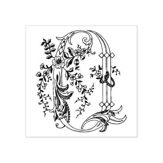 3 maten rubber stempel Monogram Initiaal Letter Q (Afrduk)