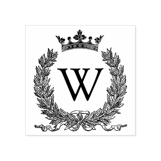 3 maten rubber stempel Monogram Initiaal Letter W (Afrduk)