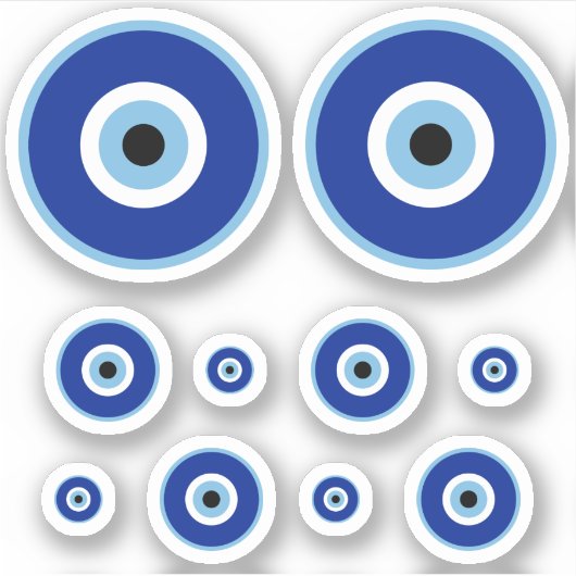 3 maten Traditionele Blauwe Nazar Evil Eye Custom- Sticker (Voorkant)