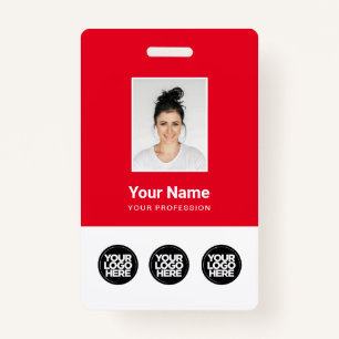 3 Meerdere Logos Werknemer Foto, streepjescode, na Badge