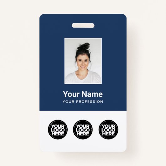 3 Meerdere Logos Werknemer Foto, streepjescode, na Badge (Voorkant)