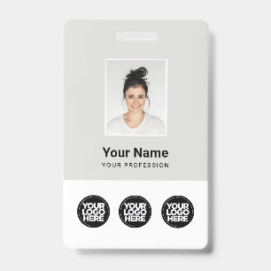 3 Meerdere Logos Werknemersfoto, Streepjescode, Na Badge