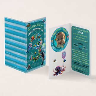 3-Mendous Party Custom Vertical Birthday Invite Visitekaartjes