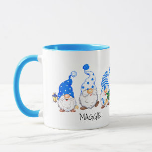 3 mignon Gnome de Noël Nom personnalisé 2 Tone Mug