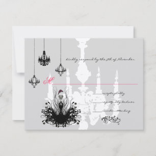 3 Mode voor zwarte luchters Diva Wedding RSVP Kaartje