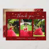 3 Modèle de photo Élégant Quinceanera or et rouge (Devant / Derrière)