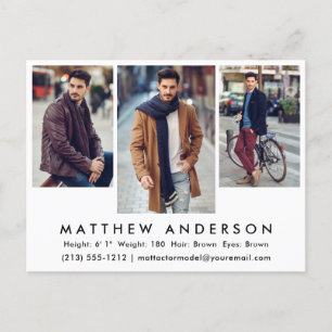 3 Modèle photo Acteur Photo Comp Card Carte postal