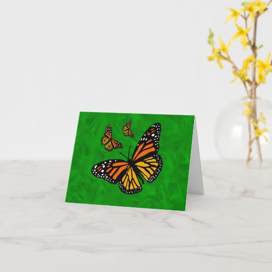 3 Monarch Butterfly Greeting Note and BIG Card Kaart (Gele Bloem)