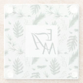 3 Monogram bosgroene bladeren Huisdecoratie Nieuwg Glazen Onderzetter (Achterkant)