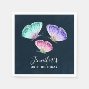3 Mooie Kleurrijke Pastel Waterverf Vlinders Servet