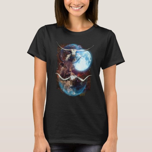 3 Moon Longhorn Cattle Bison Animal T-shirt (Voorkant)