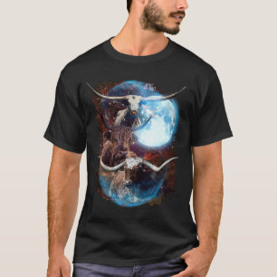 3 Moon Longhorn Rund Bison Dier T-shirt
