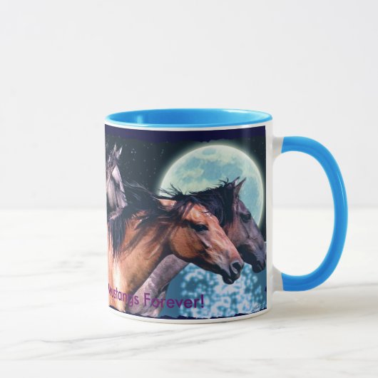 3 Mustangs Espagnol Cheval-Amour à boire Mug (Droite)