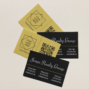 3 Noms Code QR Logo Carte de visite moderne noir