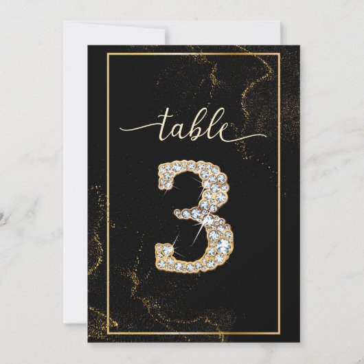 3 Numéros De Table Imprimables Diamant Élégant (Devant)