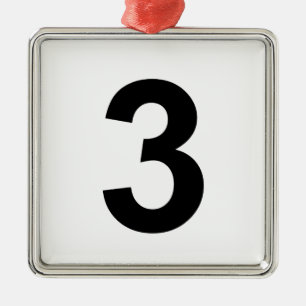 3 - nummer drie metalen ornament