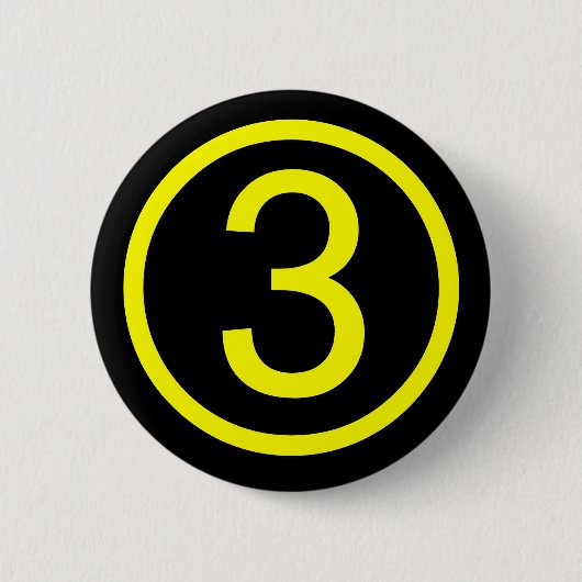 3 - nummer drie ronde button 5,7 cm (Voorkant)