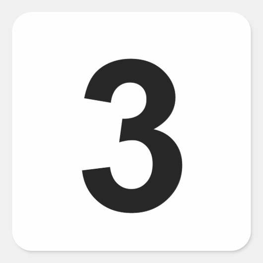 3 - nummer drie vierkante sticker (Voorkant)