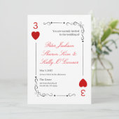 3 of Hearts Throuple Wedding Invitation (Debout devant)