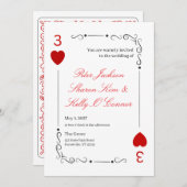 3 of Hearts Throuple Wedding Invitation Kaart (Voorkant / Achterkant)